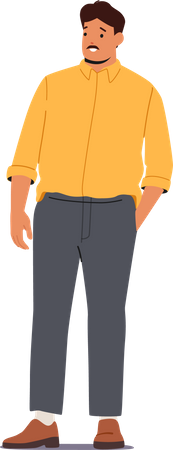 Plus size man standing with hand in pocket Illustration