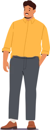 Plus size man standing with hand in pocket Illustration