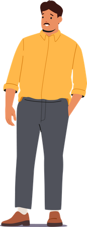 Plus size man standing with hand in pocket  Illustration