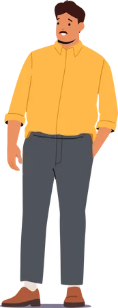 Plus size man standing with hand in pocket  Illustration