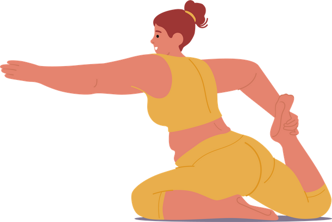 Plus-size Woman Practices Yoga  Illustration