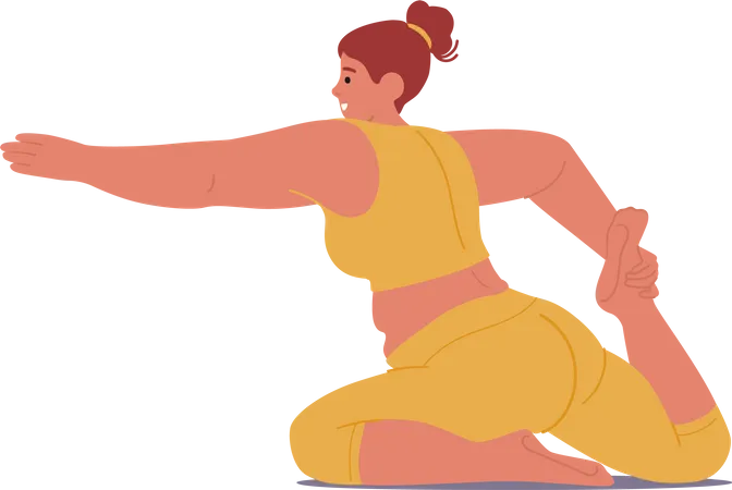 Plus Size Woman Character Practices Yoga Embracing Her Body Strength And Flexibility Breaking Stereotypes And Promoting Body Positivity In The Wellness Community Cartoon People Vector Illustration Illustration