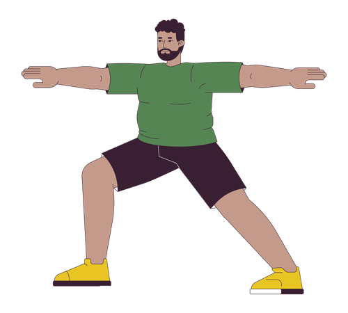Plus sized black man doing yoga  일러스트레이션