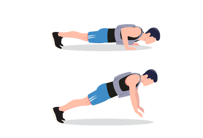 Best Push-up with one hand on an elevated surface Illustration download ...