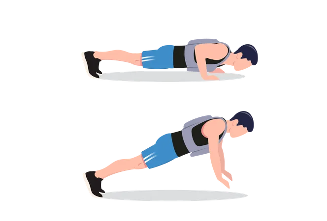 Plyometric push-up with a weighted vest  Illustration