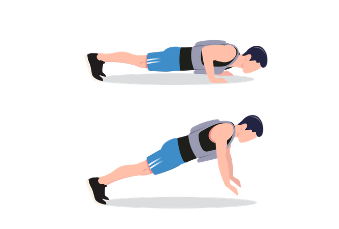 Plyometric push-up with a weighted vest  Illustration