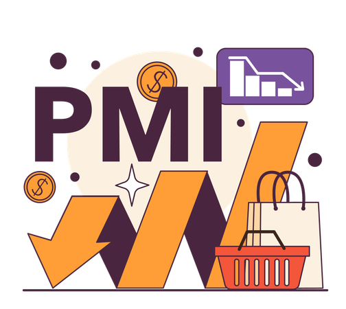 Queda do PMI como indicador de recessão  Illustration