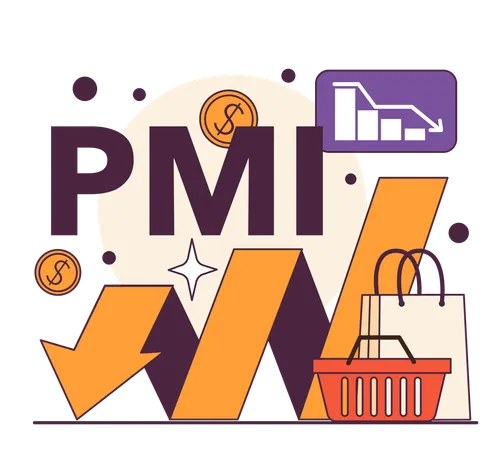 Queda do PMI como indicador de recessão  Illustration