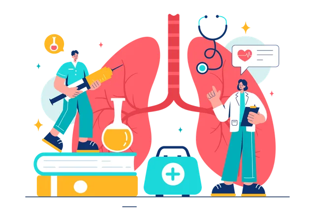 Exame do sistema respiratório pneumologista  Ilustração