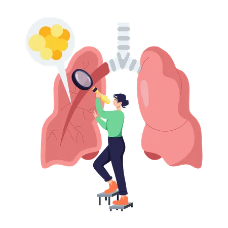 Un pneumologue travaille sur le système respiratoire  Illustration