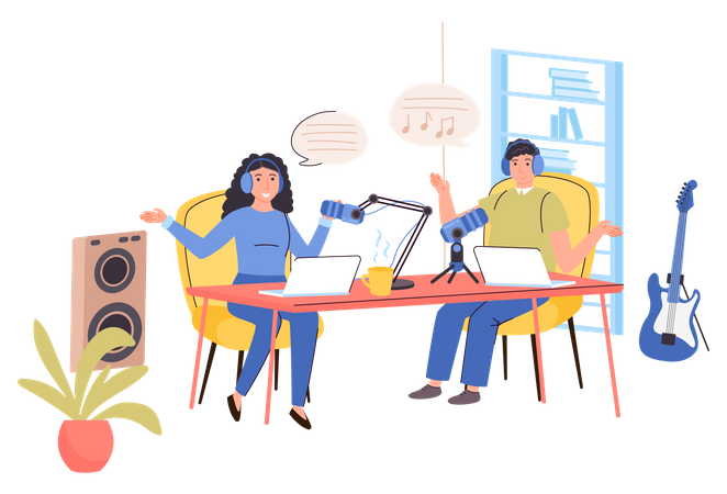 Podcast-Aufnahmestudio  Illustration