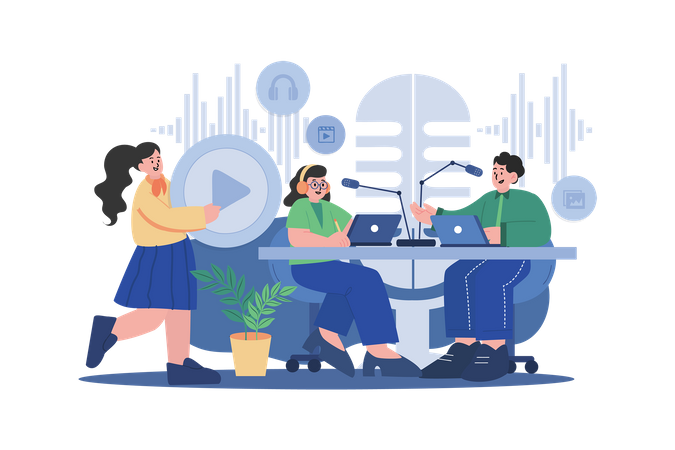 Podcast creation by team  Illustration