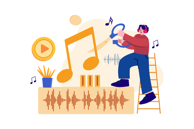 Podcast editing by man Illustration