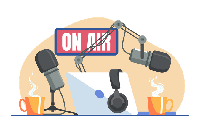 Estudio de podcasts  Ilustración