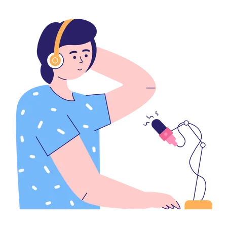 Mulher fazendo podcast  Ilustração