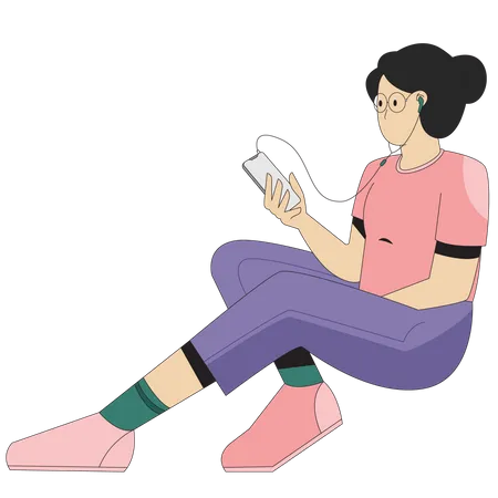 Podcast Femme Podcast en direct sur smartphone  Illustration