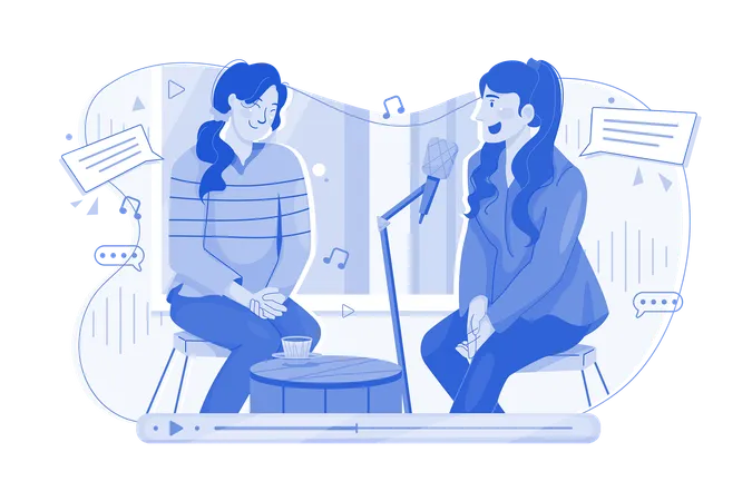 Podcast Interview Illustration Concept On A White Background Illustration