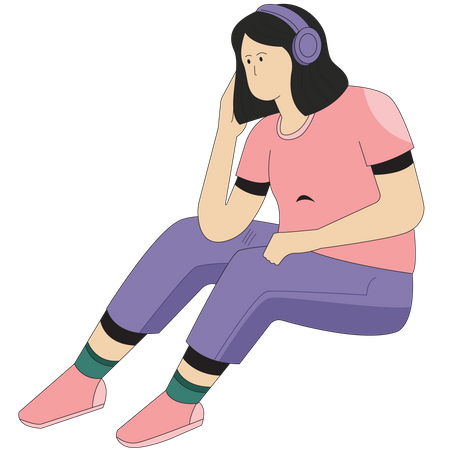 Mujer podcast escuchando podcast  Ilustración