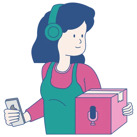 Podcast People Bring podcast recording files  Illustration