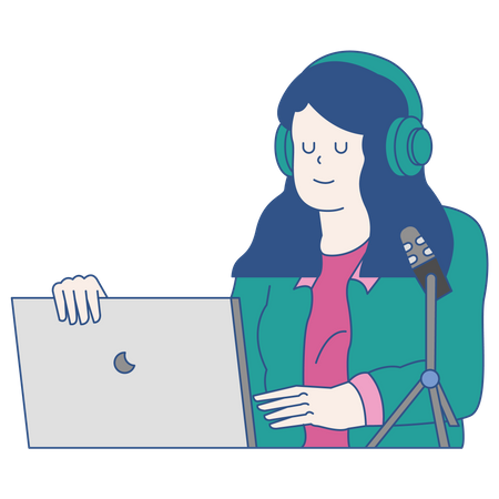 Podcast People Listen carefully to podcasts  Illustration