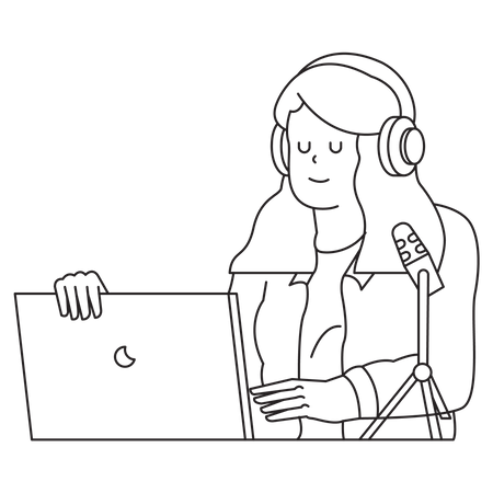 Podcast People Listen carefully to podcasts  Illustration