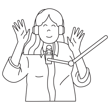 Podcast Pessoas Mulher Gravando Podcast  Ilustração