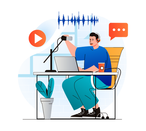 Podcast streaming  Illustration