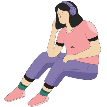 Podcast Woman Listening to Podcast Illustration