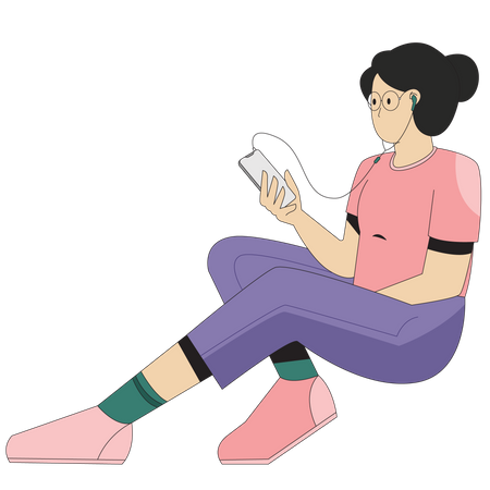 Podcast Woman Live Podcast on Smartphone  Illustration