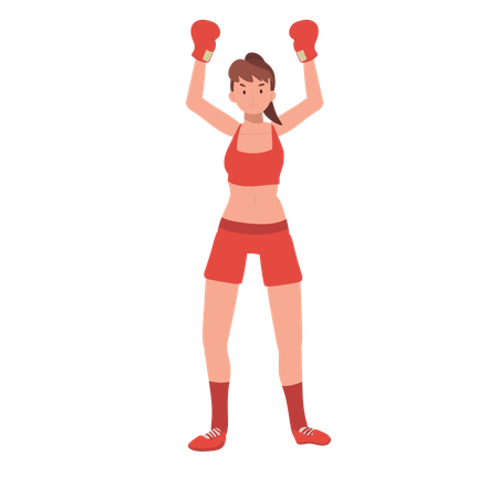 Poderosa boxeadora en el gimnasio  Ilustración