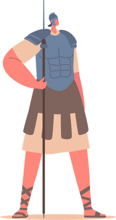 Poderoso personaje de soldado romano armado con una lanza  Ilustración