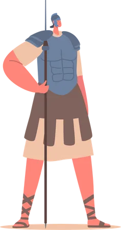 Poderoso personaje de soldado romano armado con una lanza  Ilustración