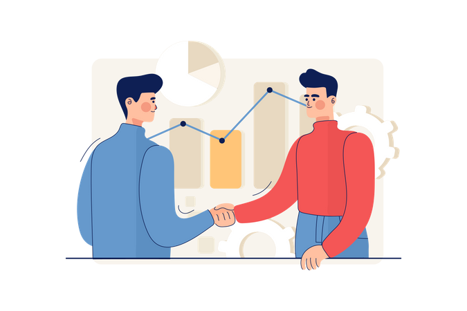 Prise de contact du client avec l'agent marketing  Illustration