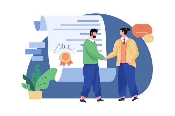 Prise de contact client avec un agent marketing  Illustration