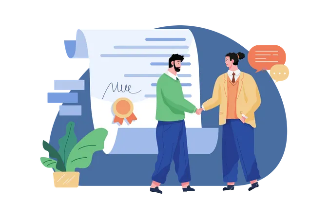 Prise de contact client avec un agent marketing  Illustration