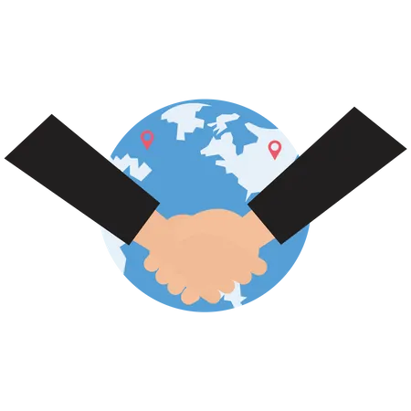 Poignée de main des gens d'affaires pour un accord commercial mondial  Illustration