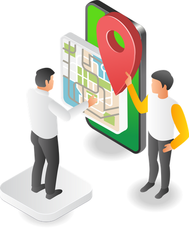 Pointing map location app  Illustration