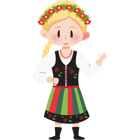 Poland Krakowiak girl  Illustration