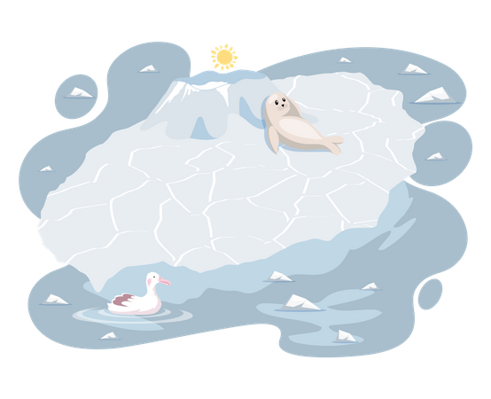 Polar animal enjoying high temperature Illustration