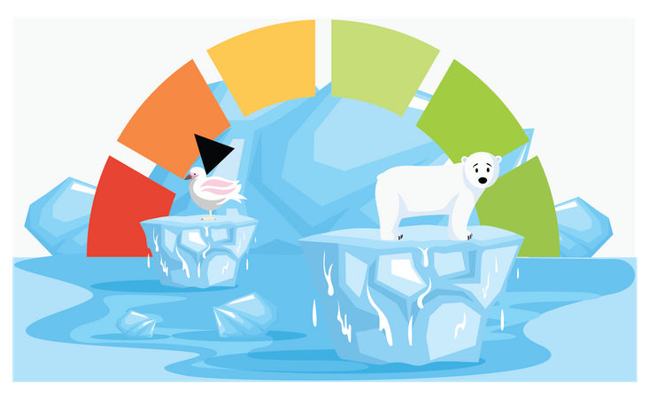 Polar animals suffering from intense heat Illustration