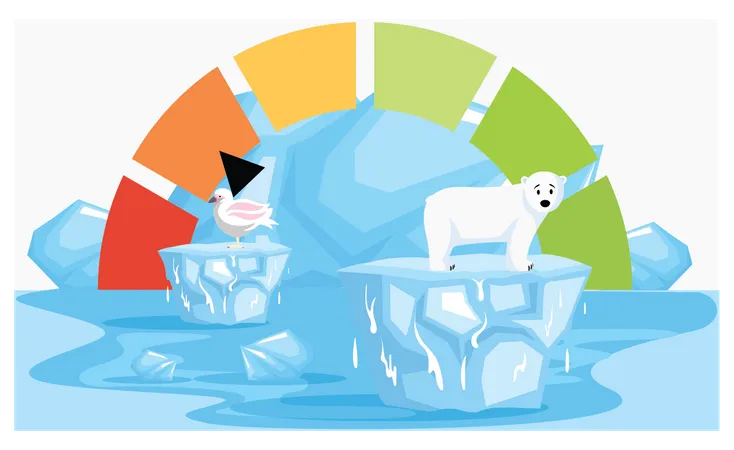 Polar animals suffering from intense heat Illustration