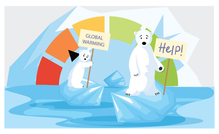 Polar bear asking for help Illustration