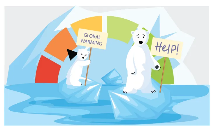 Polar bear asking for help Illustration