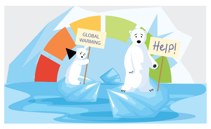 Polar bear asking for help  Illustration