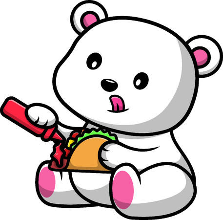 Polar Bear Eat Taco  Illustration