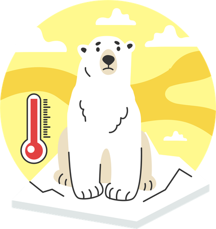 Polar bear on melting ice  Illustration