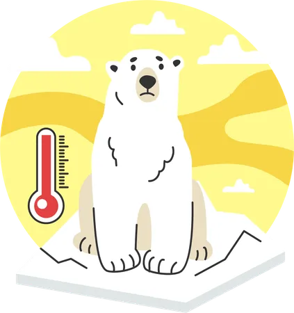 Polar bear on melting ice  イラスト