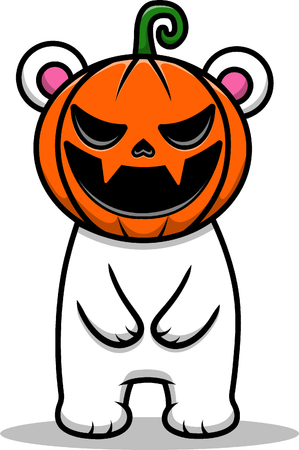 Polar Bear wearing Pumpkin Head  Illustration