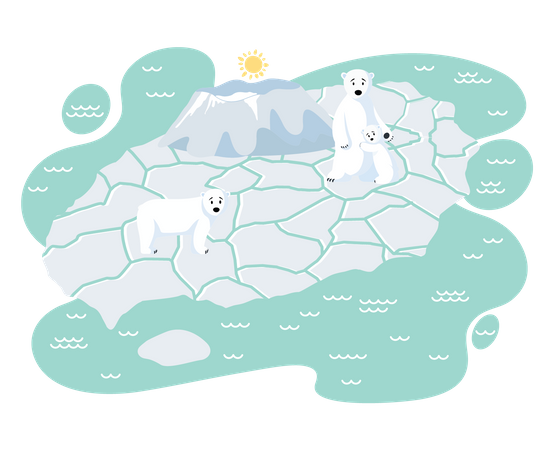 Polar bears suffering from temperature rise  Illustration