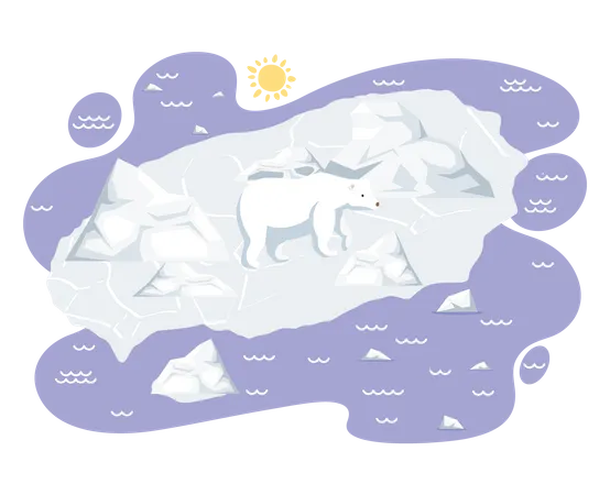 Polar being suffering from ice melting Illustration